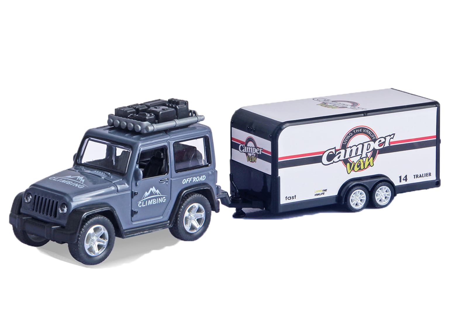 JOY JUNCTION Alloy Die-Cast Tractor Trailer Pull-Back Truck Pull Back Carrier Vehicle Metal Truck with Cars Convertable Hood Truck (Assorted 1)