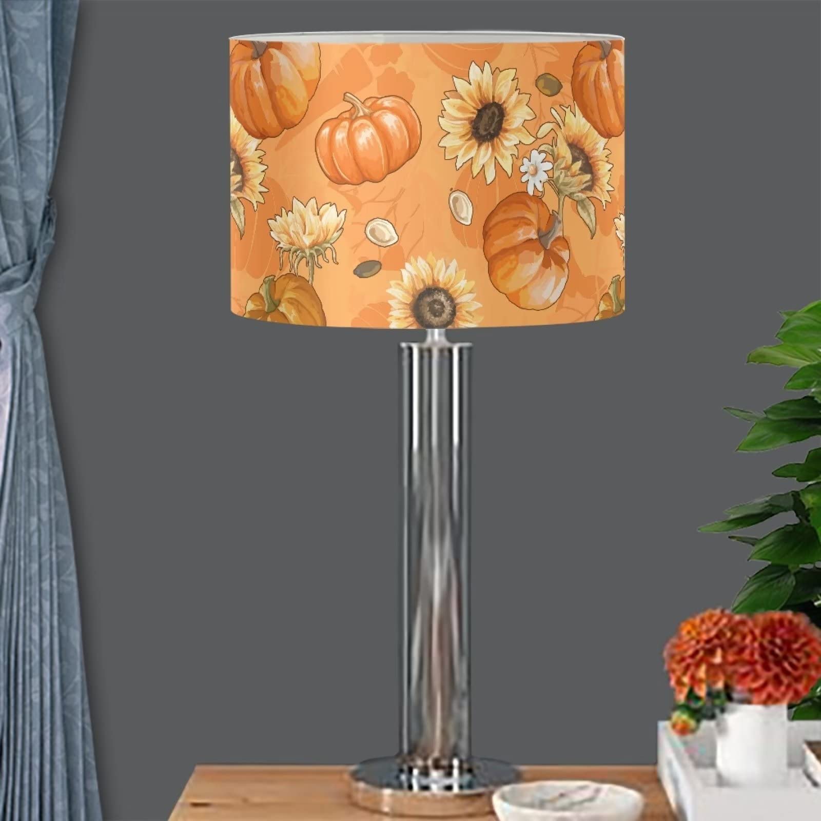 ZDCUSTOM Fall Pumpkin Sunflower Cylinder Lamp Shade Fashion