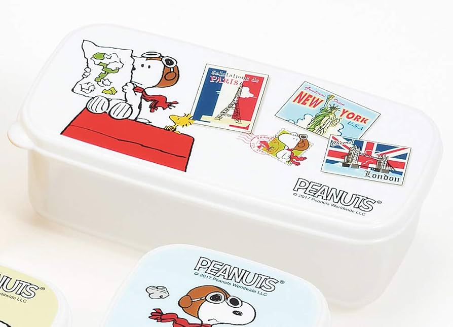 すぬぴん様 Tamahashi SN-304 Snoopy Sealing Container, Flying Ace, 5 Piece Set