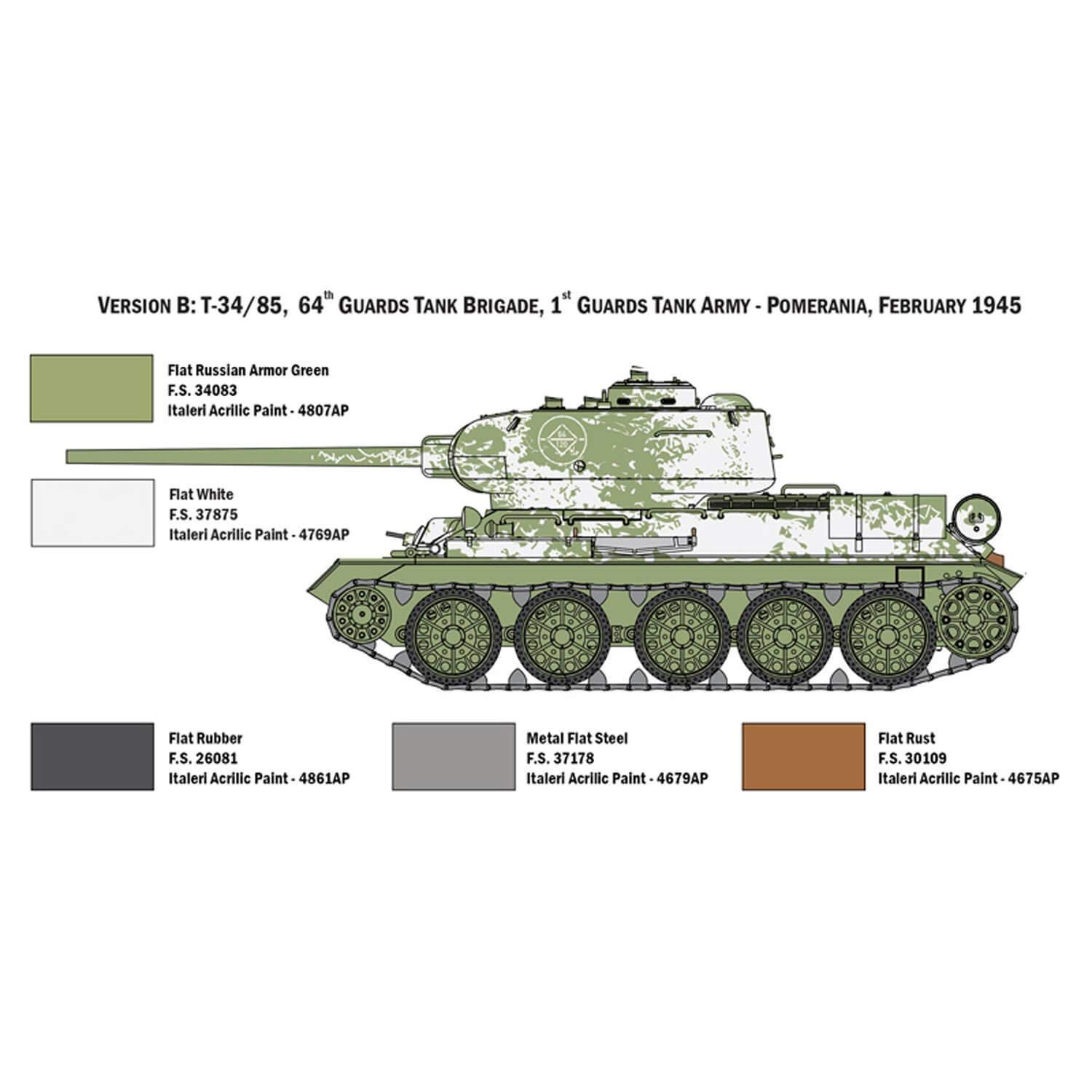 Italeri 6545 Modello in Plastica da Assemblare, Carri Armati, T34/85 Zavod 183 Mod. 1944, Model Kit, Scala 1:35