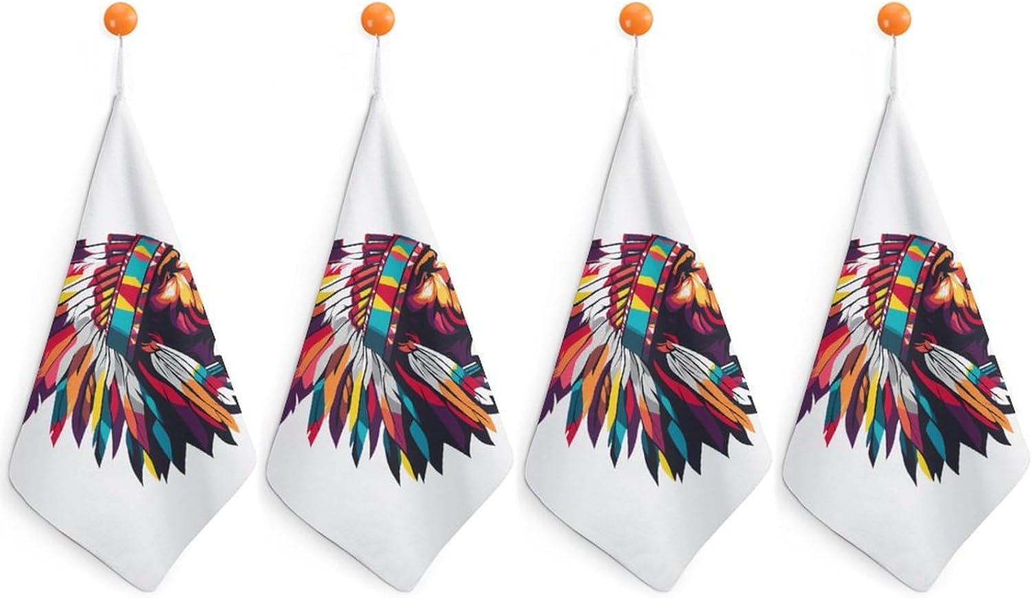 Native Am-erican Chief Towel Hand Towels Decorative Towel for Bathroom Kitchen Shower Gym 4PCS