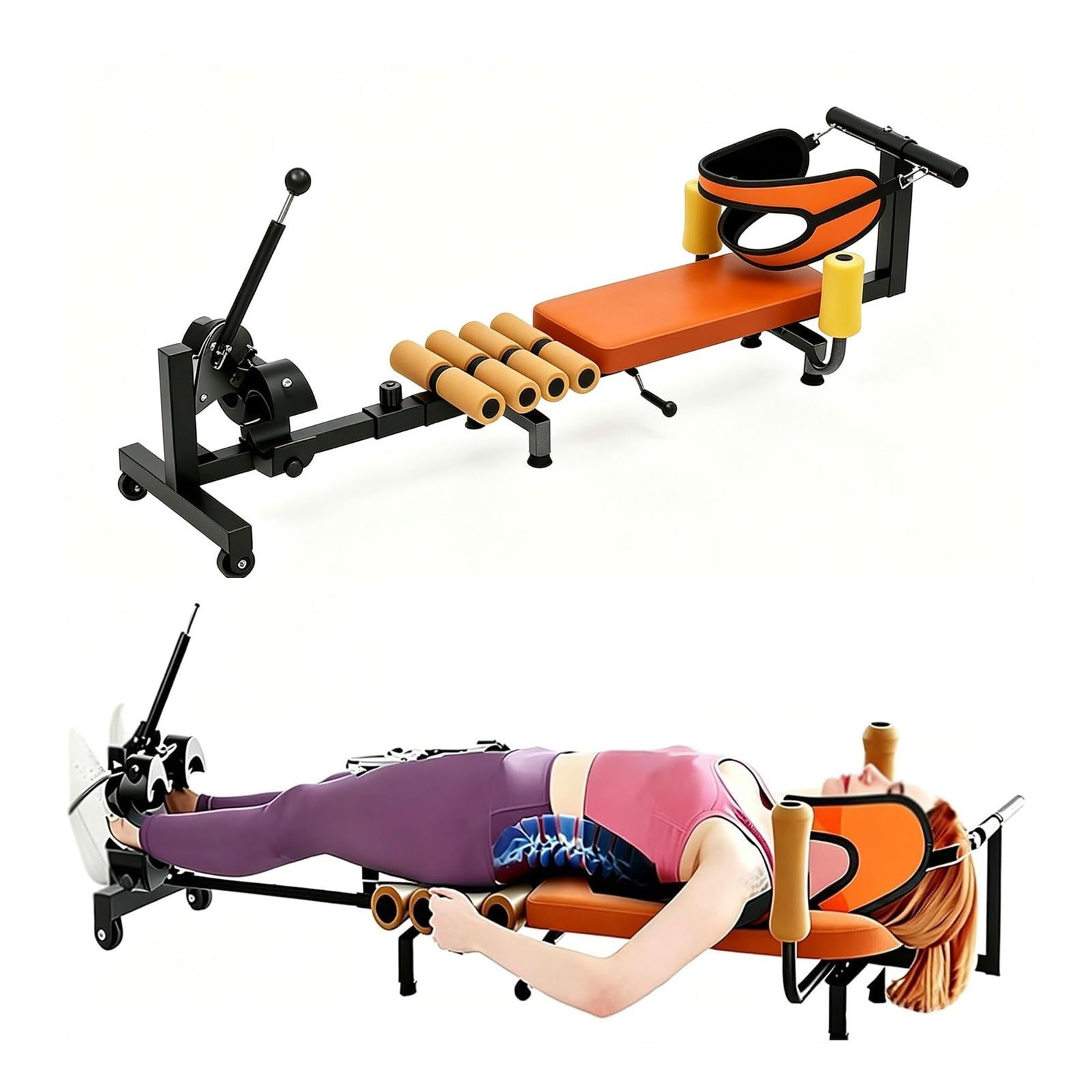 Back Extension Traction Inversion Table with Cervical Traction