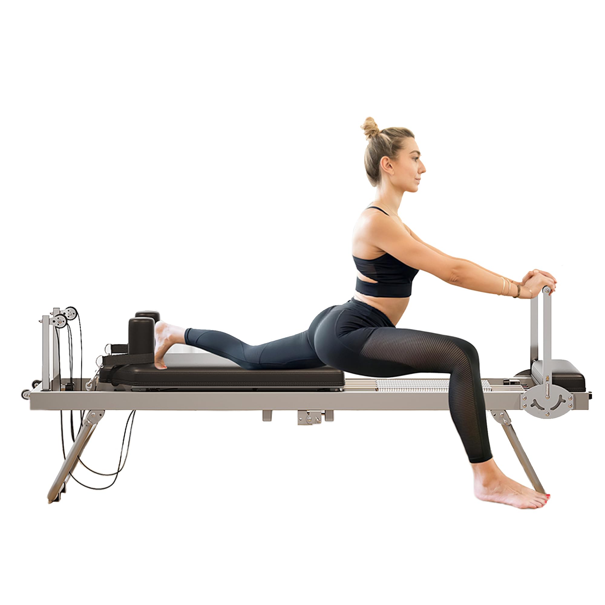 Foldable Pilates Reformer, Space-Saving Pilates Machine for Home Workout, 5 Springs Full-Body Workout, Portable Pilates Equipment for Beginners and Intermediate Users