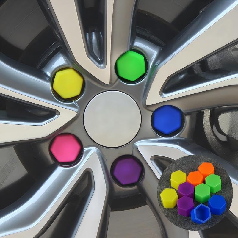 Silicone Protective Caps for Car Tire Screws, Colorful Wheel Lug Nut Covers, Multicolor (21mm)