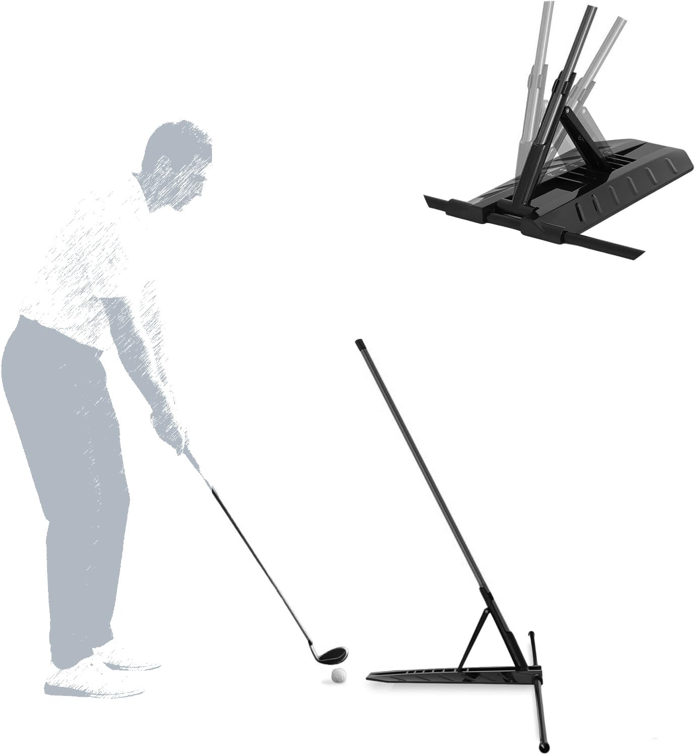 LM sports Golf Alignment Stick Holder, Golf Training Aid Teaching Equipment for Aiming, Putting, Posture Corrector, Golf Swing Trainer with Improved Sticks