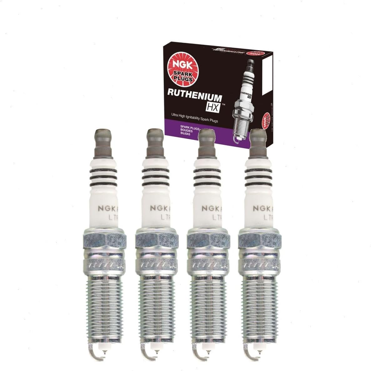 4 pc NGK Ruthenium HX Spark Plugs compatible with Ford Focus 2.0L 2.3L L4 2013-2018