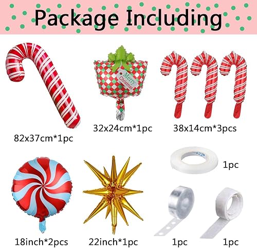 Miniatura 3 de Kit de arco de guirnalda de globos de Navidad, 157 globos de árbol de Navidad rojo, verde y dorado, globo de aluminio de bastón de caramelo para