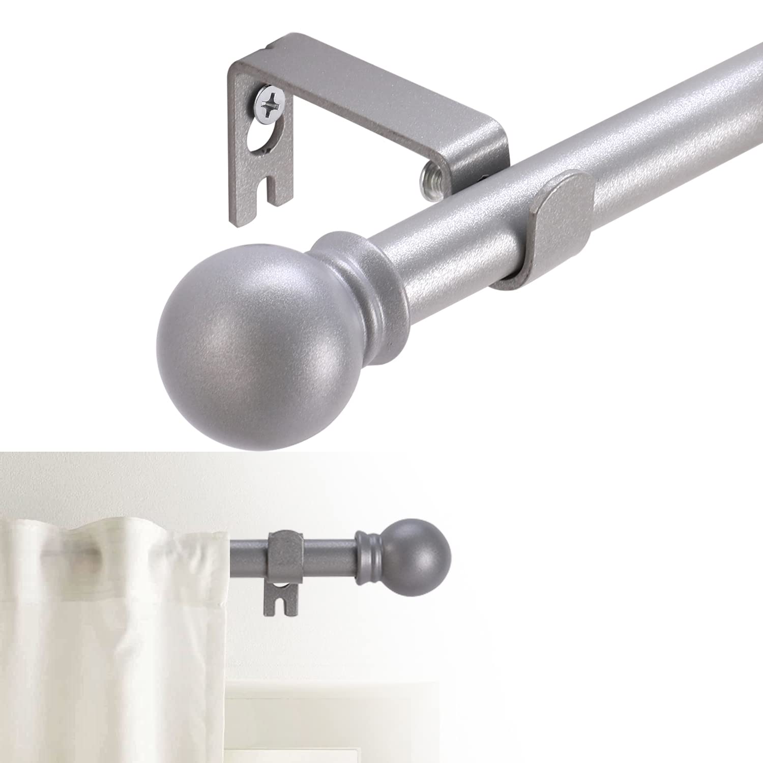 Deco Window 2 Aste Per Tende In Nichel Regolabili 71-122 Cm Con Terminali Quadrati - Set Da 2 Pezzi