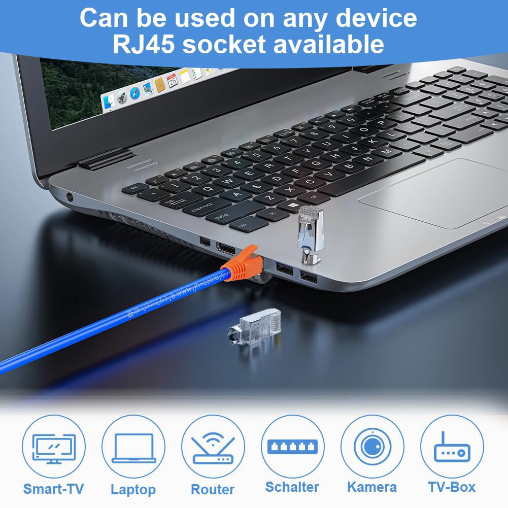 AXFEE 10 Szt. Metalowe Ekranowane Złącza RJ45 Cat 7 Cat6A, Sieć Ethernet, Kabel Zaciskany, Przelotka Do Przewodnika Instalacyjnego i Obudowy
