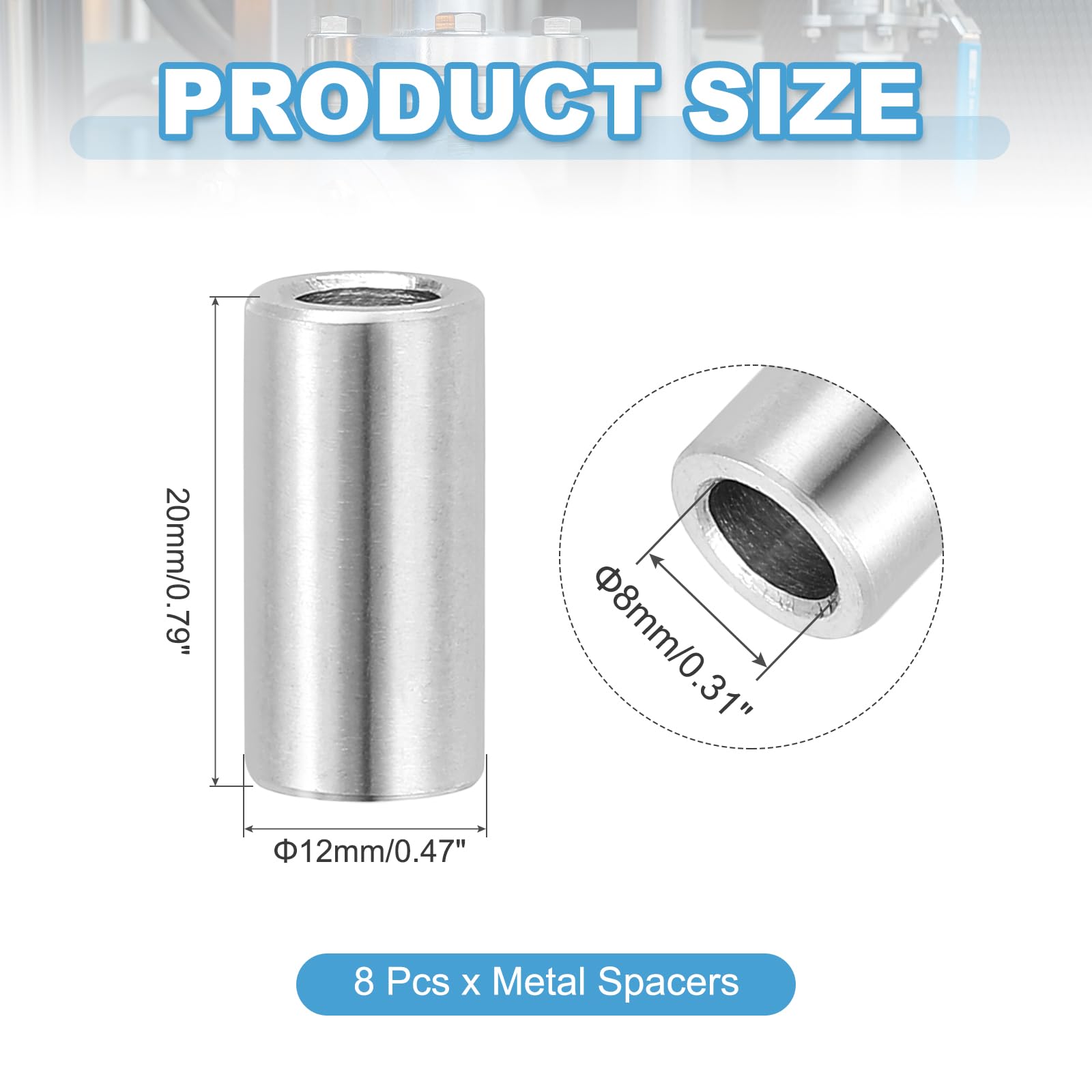 PATIKIL 8 Pcs Stainless Steel Spacers - Image 2