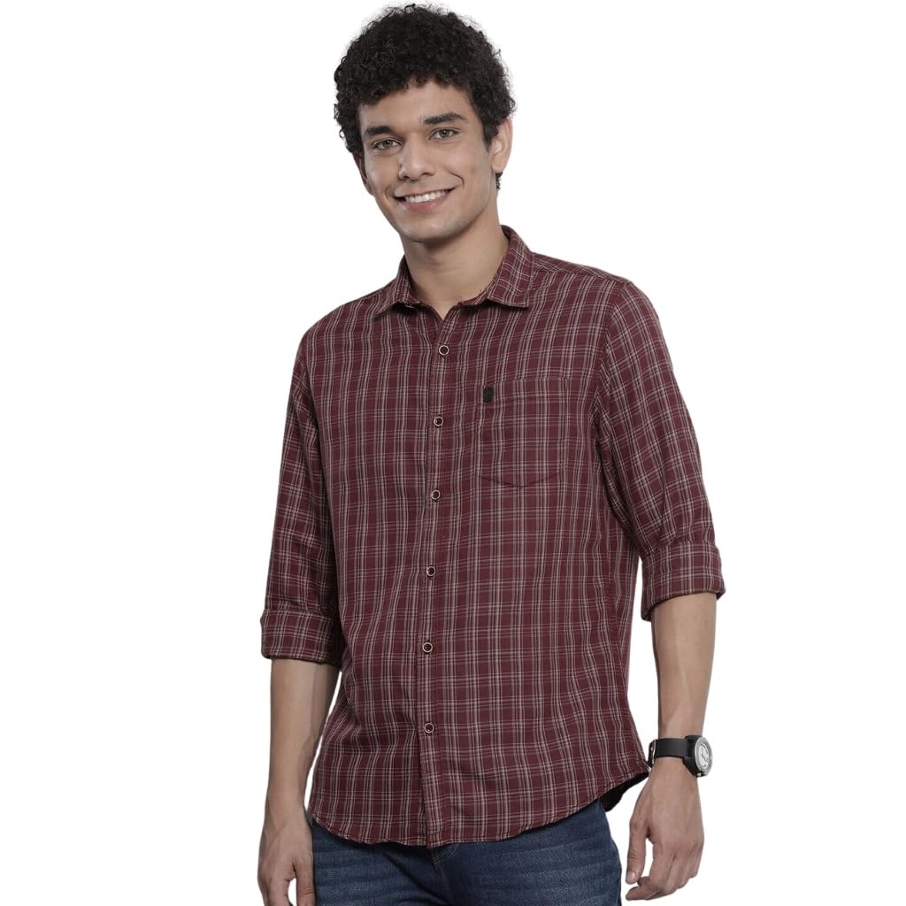 the indian garage co Men's Cotton Regular Fit Checkered Full Sleeves Cutaway Collar Casual Shirt-picture-27
