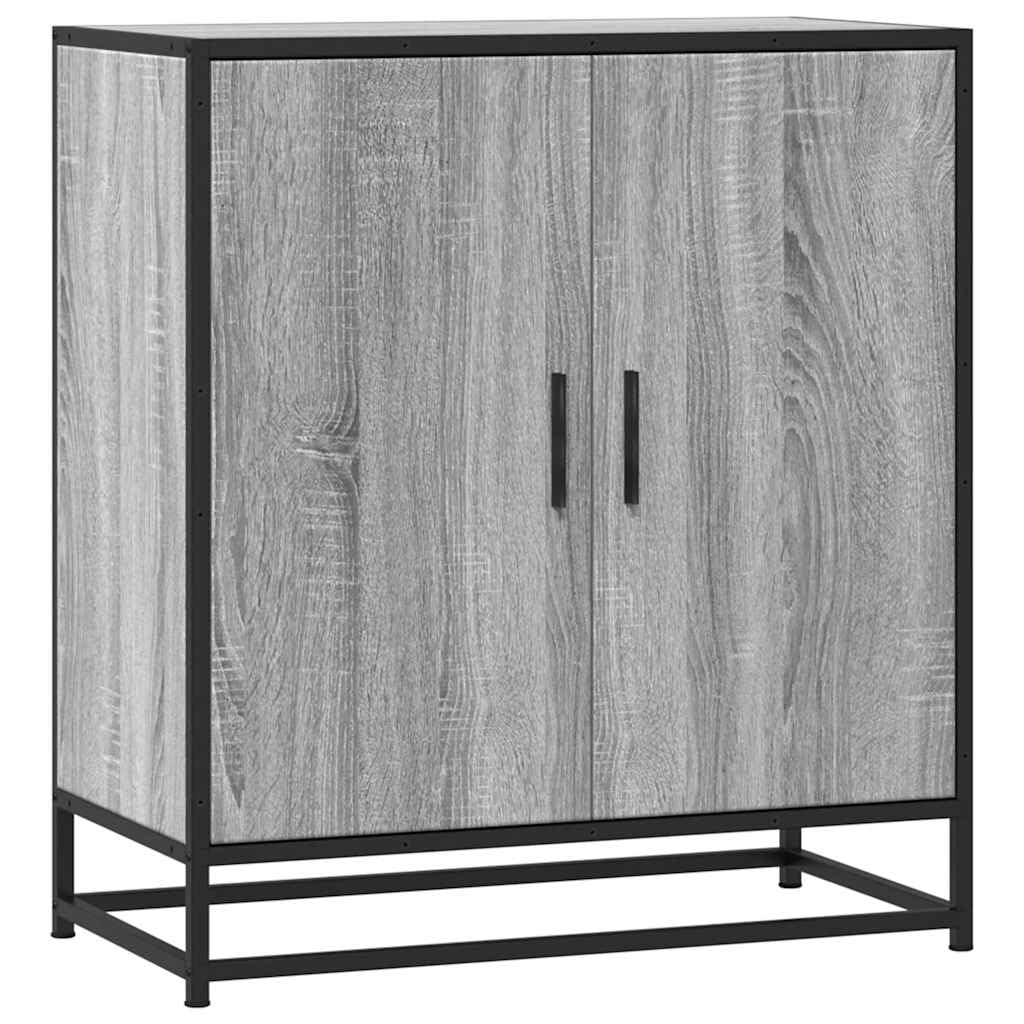 Aparador moderno con aspecto industrial de madera y estructura de metal, mueble de almacenamiento estable para platos de comedor, aparador con tres estantes y puertas para un uso óptimo