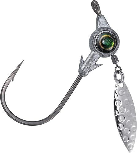 Dr.Fish Paquete de 10 plantillas de pesca Underspin Heads Mustad Hooks 3D Eye Crappie Jig Heads Round Jig Willow Blade Sin Pintar Jig Water Bass