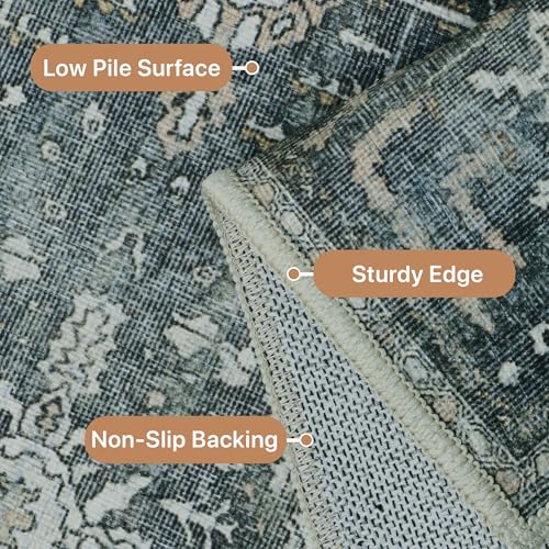GENIMO 2x6 Non Slip Hallway Runner Rug, Machine Washable, Thin & Low Pile Lightweight for Kitchen, Laundry, Entryway, Bedroom & Living Room