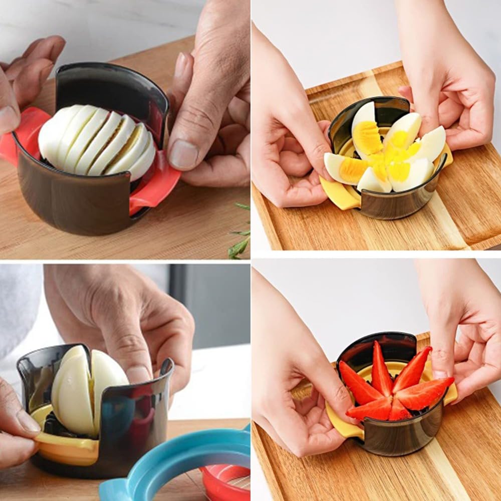 couponhub 4 In 1 Multipurpose Egg Slicer,Easy to Use,Muti-color Plastic Egg Dicer,Practical Fruit Dicer Fruit Slicer for Slicing Strawberries Kiwifruit