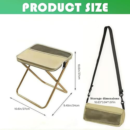 Miniatura 3 de Taburete de viaje ultraligero portátil, silla de camping, taburete de pesca plegable con llavero de transporte, estilo bolso plegable para mochila,