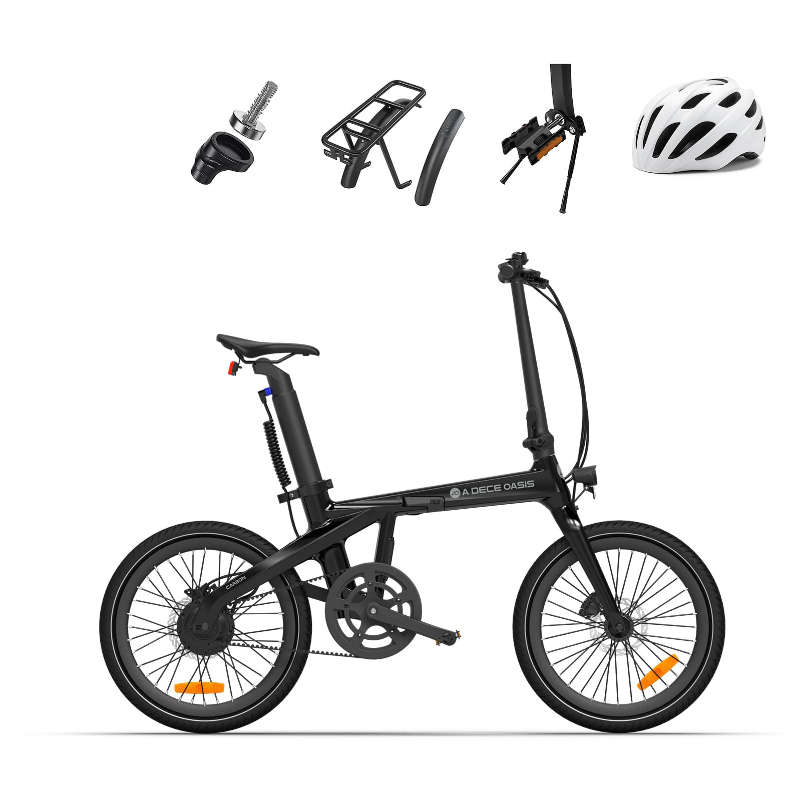 Vélo électrique Pliable ADO AirCarbon 20″ pour Adultes, Ultra Léger 14,5 kg, Transmission par Courroie, Mmoteur Bafang, Modes ECO et Sport, GPS, LCD, Application, Autonomie Jusqu'à 100 km