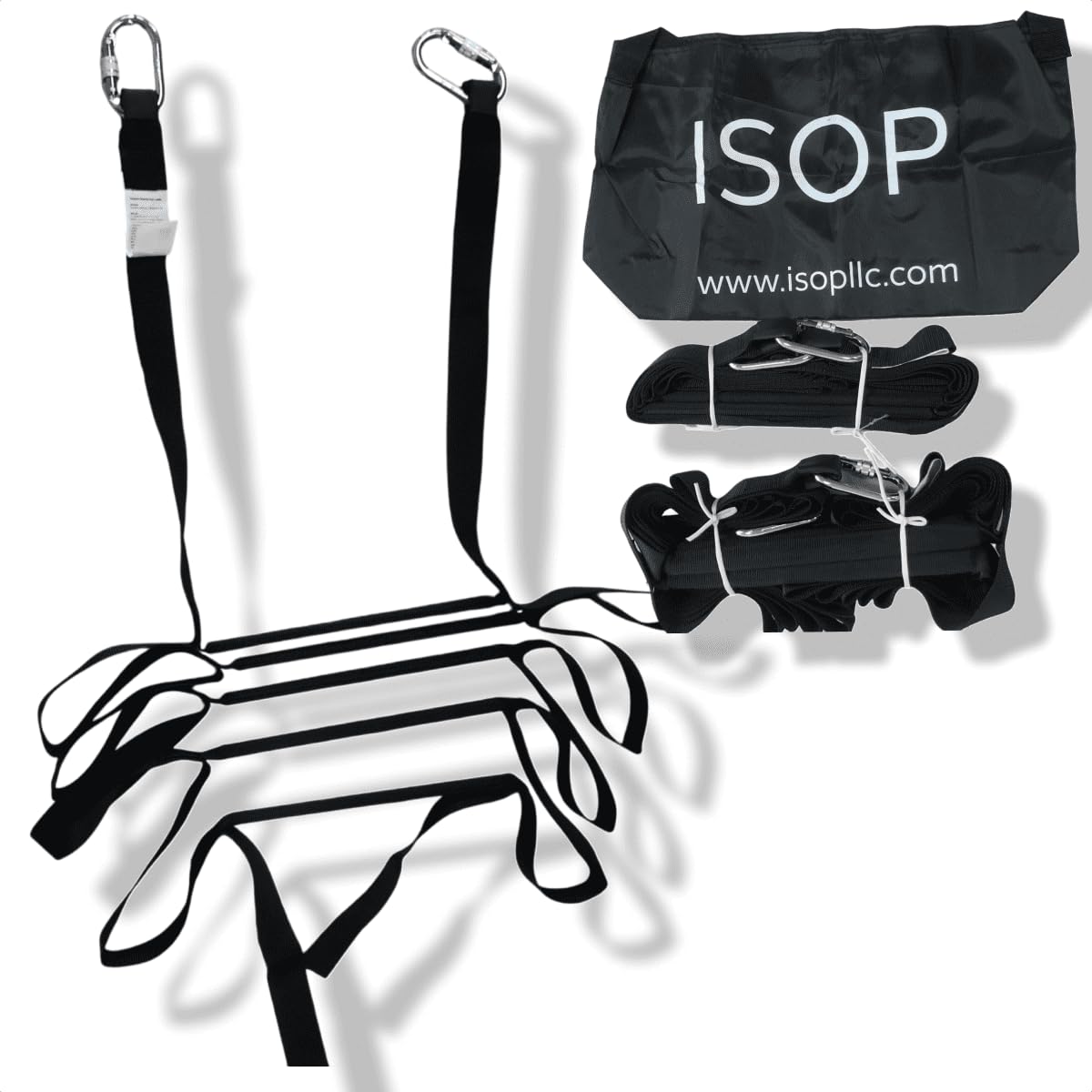ISOP Notleiter 4-stöckig 10 m | Wiederverwendbare Sicherheitsleiter für Kinder und Erwachsene | Robuste Kletterstrickleiter mit Karabinerhaken | Leicht, kompakt und langlebig bis zu 200kg