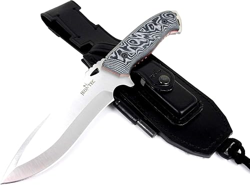 JEO-TEC Cuchillo de caza de supervivencia N43 Full Tang Bushcraft con vaina, acero inoxidable MOVA, cuchillo de hoja fija de 11 pulgadas con