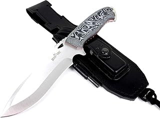 JEO-TEC Nº43 Bushcraft Survival Hunting Knife with Sheath - MOVA Stainless Steel - 11" Fixed Blade Knife with Sharpener & Fire Starter for Camping and Outdoor - JEO-TEC