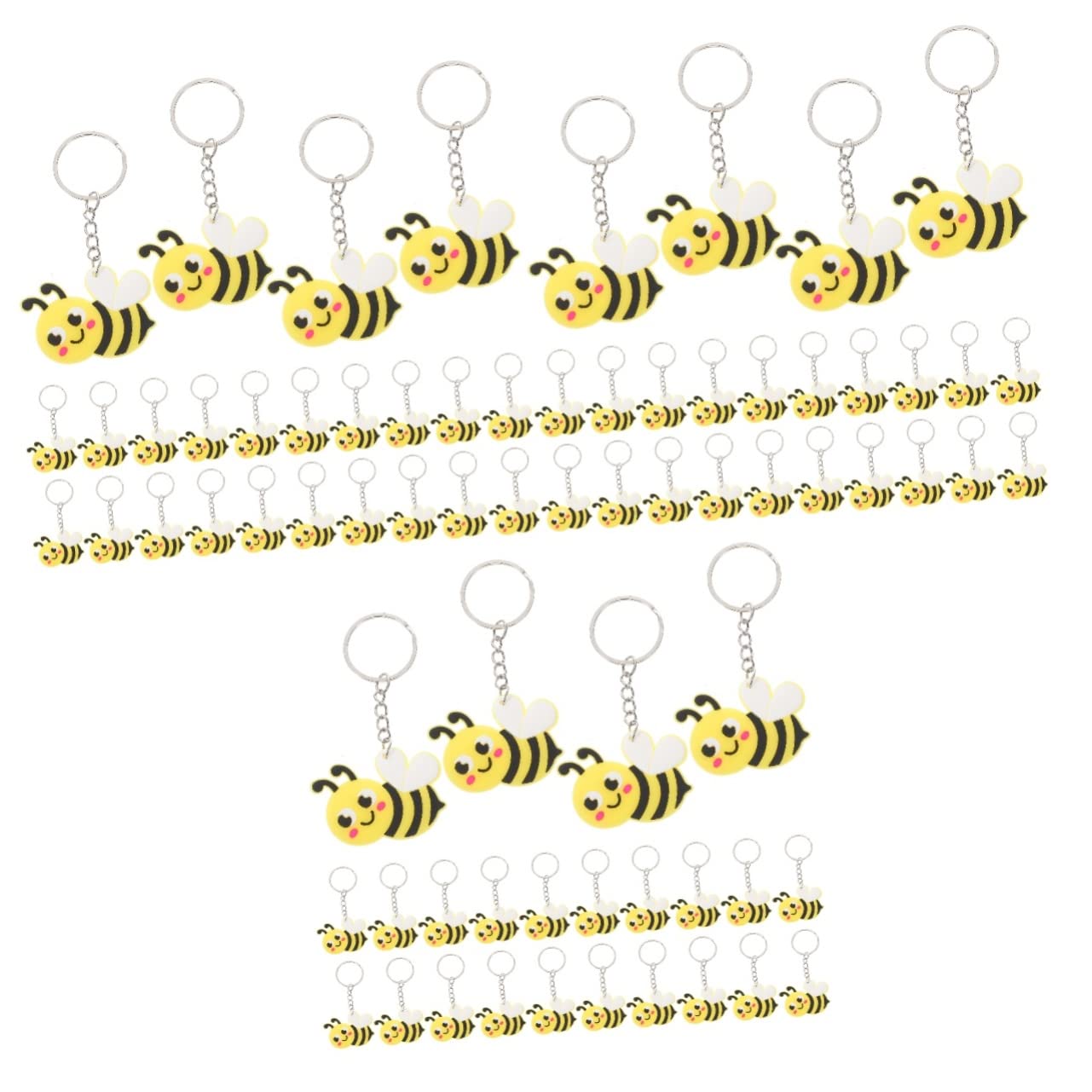 72piezas Llaveros De Abeja De Cartoon Adorables Accesorios Creativos Para Bolsos Decoración De Llaves y Pequeños