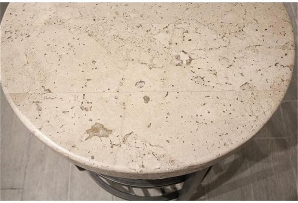 BOWERY HILL Round Metal End Table, Stone Finish, 22" W x 22" D x 24" H, 2 Shelves for Storage, Modern Coffee Accent Table, Durable Indoor Side Table for Living Room or Office Use