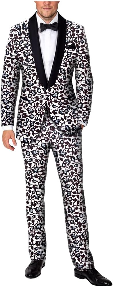 Men`s Suit Slim Fit Ankara Print Jacket and Pants Set Party Wedding Dashiki Men African Clothing