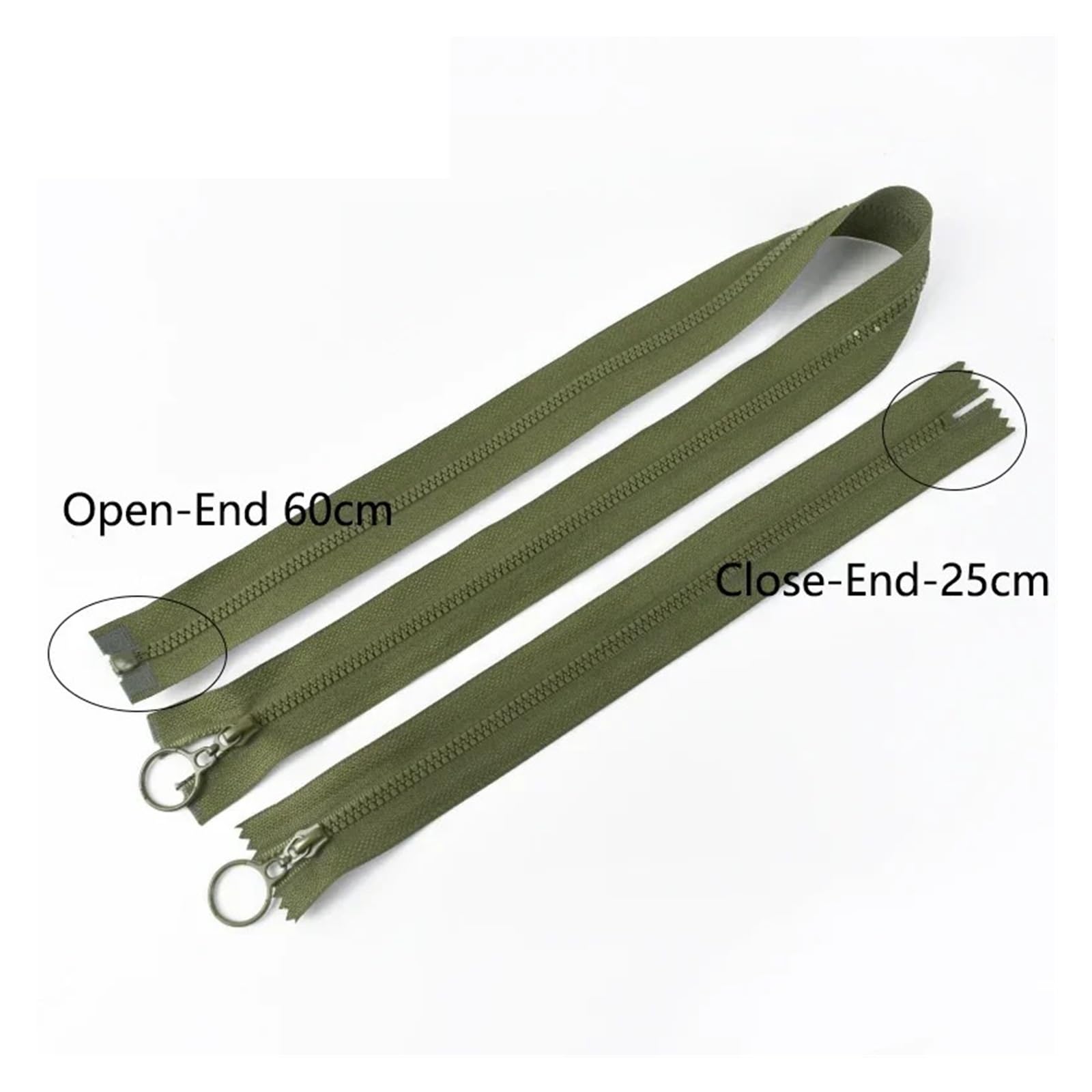 Aqxypas Cremalleras de resina 5/10/20 piezas, 25/60cm, 3#, cierre/cremallera extremo abierto for bolsas for ropa, tirador anillo, cremallera(Mix,20Pcs,OpenEnd-No3-60cm)