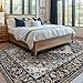 Lessymo 8 x 10 Area Rugs for Living Room, Machine Washable Area Rugs Boho Faux Wool Low Pile Area Rug for Bedroom, Floral Medallion Vintage Rugs with Non-Slip Rubber, Kid & Pet Friendly,Black Brown