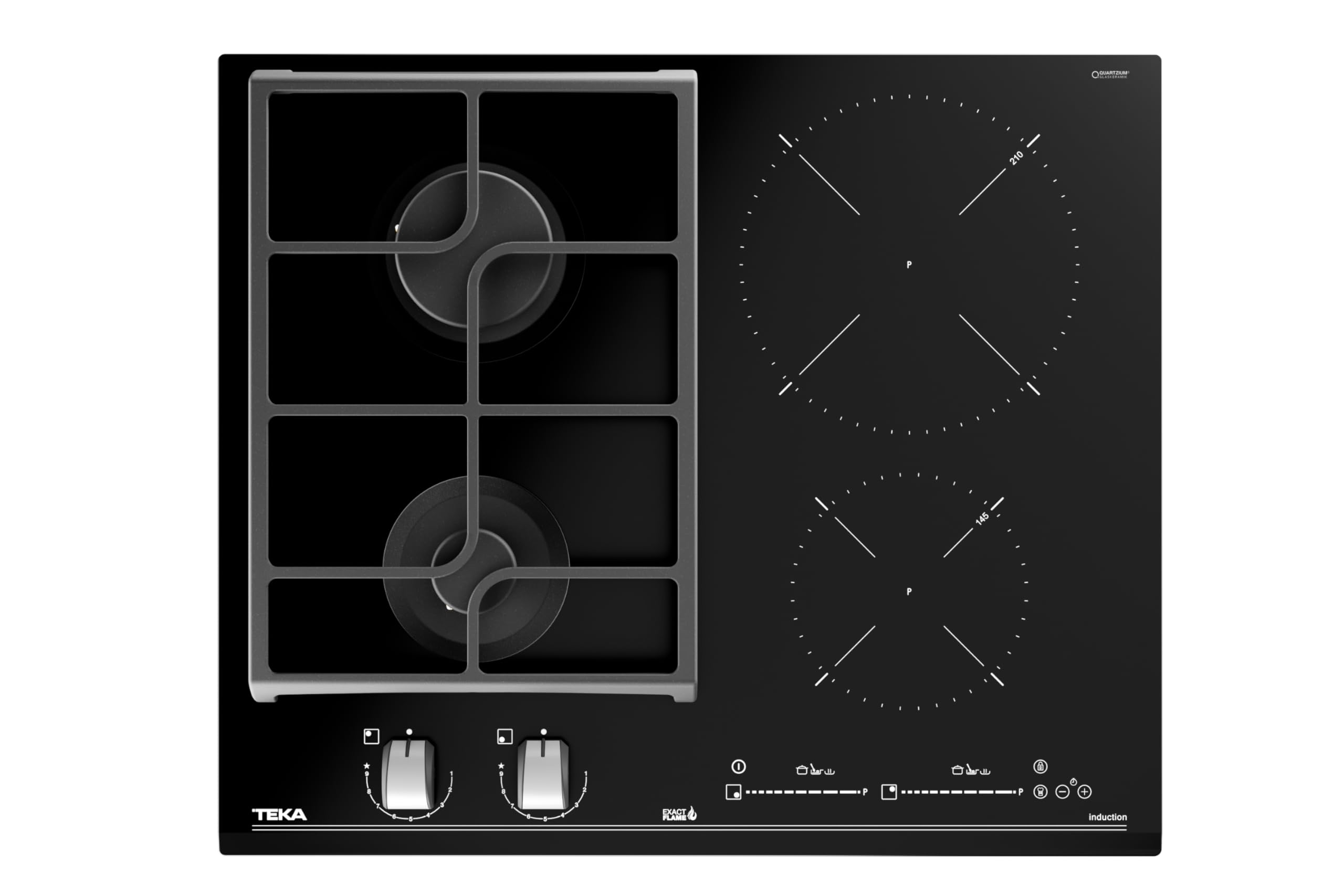 JZC 64322 AB - Piastra mista a 4 zone, 7300 W, colore: nero