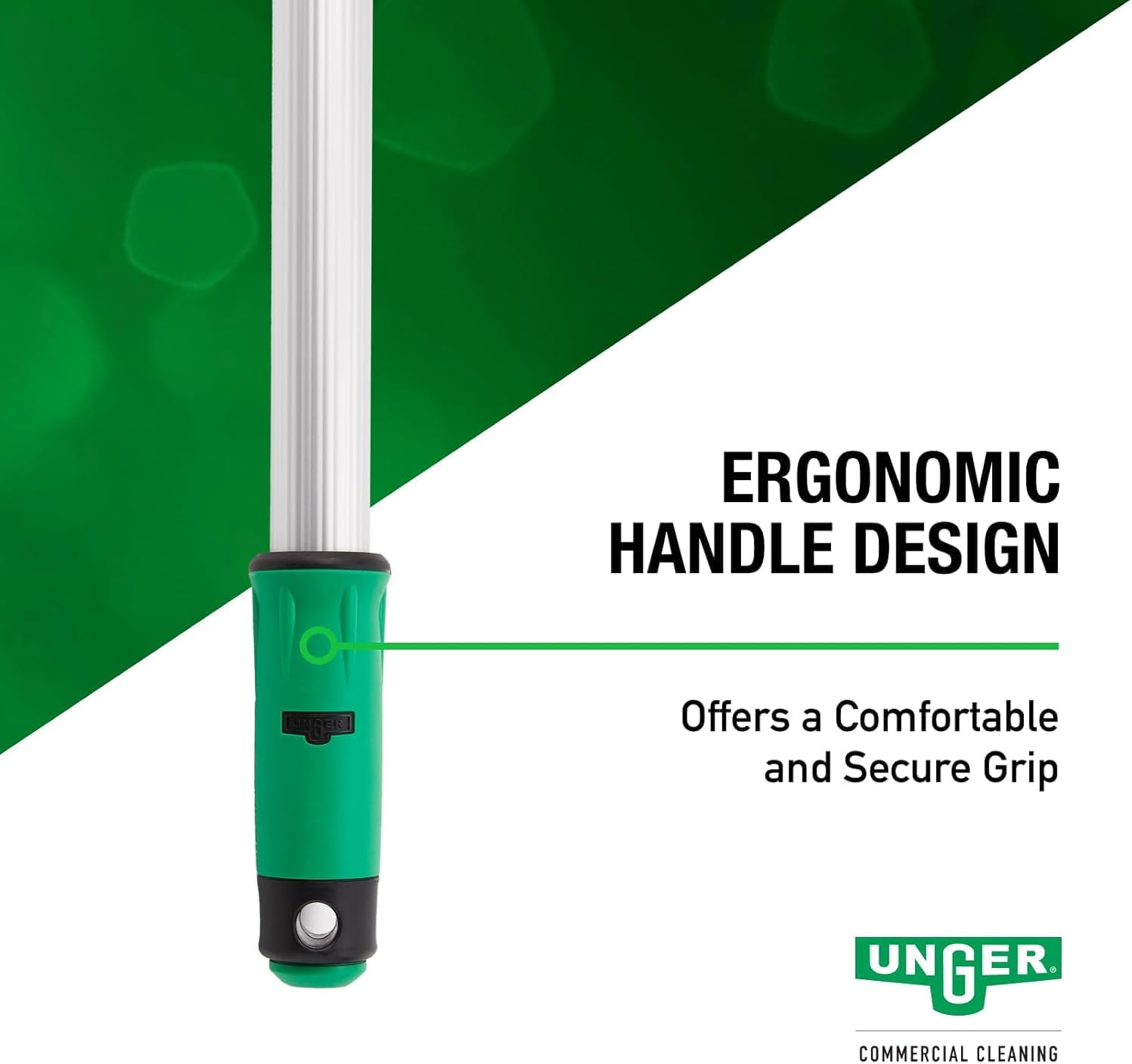 Unger Commercial OptiLoc 2-Section Telescopic Extension Pole, 8 ft - For High Access Window Cleaning & Washing, Aluminum/Plastic, Silver/Green (Single Pole) - EZ250