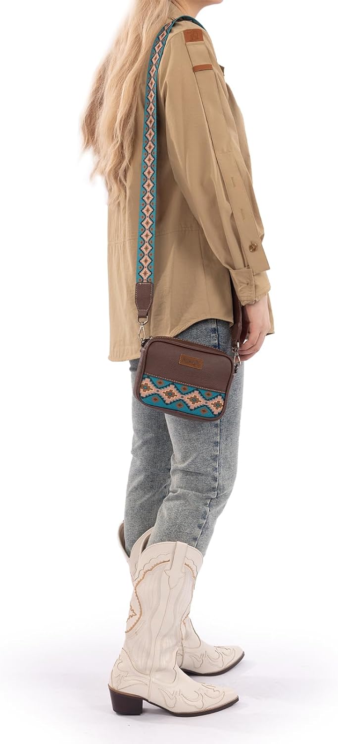 Wrangler Small Crossbody Bags for Women Aztec Mini Purses with Guitar Strap | with Guitar Strap - Image 2
