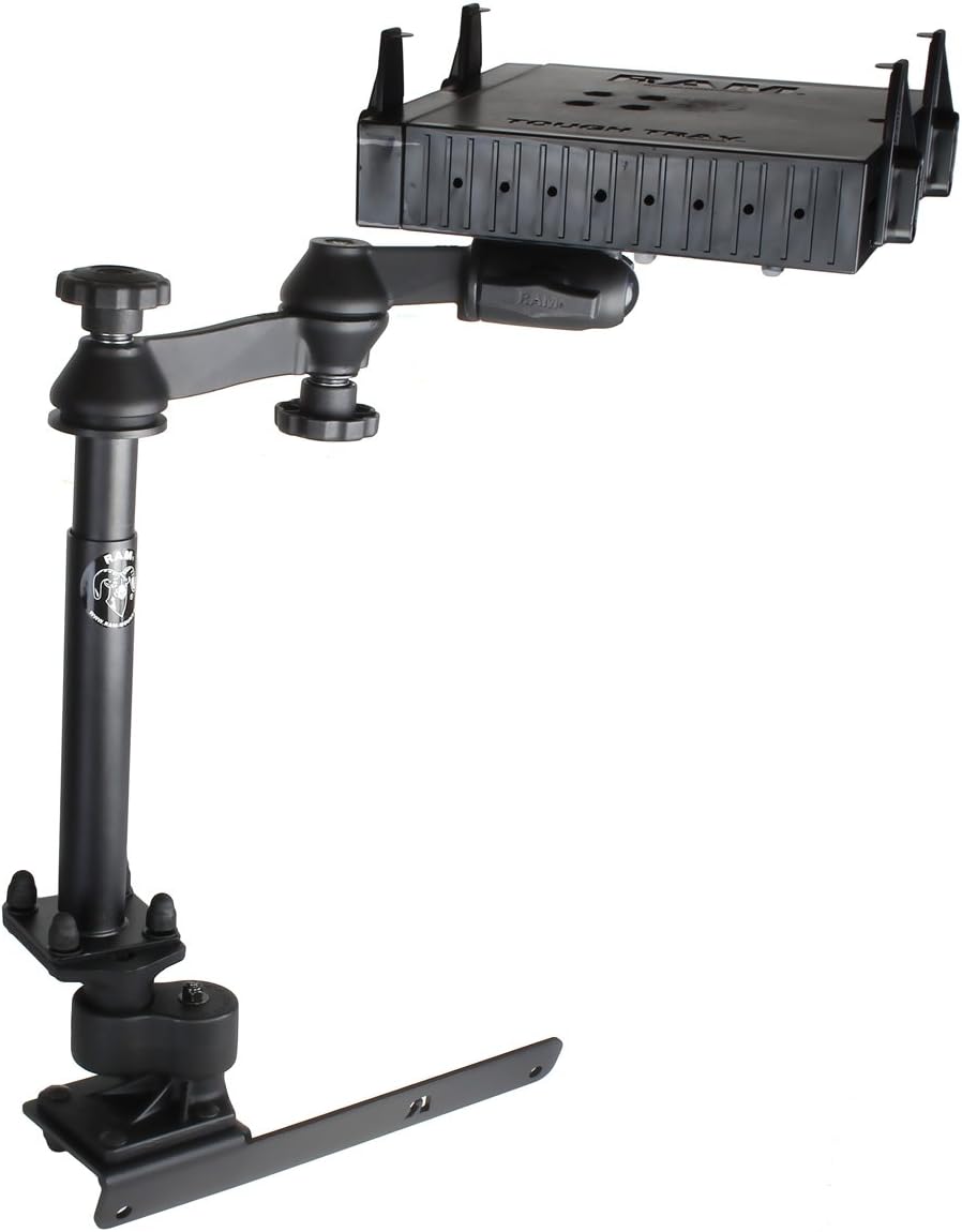 RAM Mount RAM-VB-178A-SW1-FL No-Drill Laptop Mount with Adjust-A-Pole and Tough-Tray Flat Retaining Arms for the Dodge RAM 1500-5500 92008-2016)