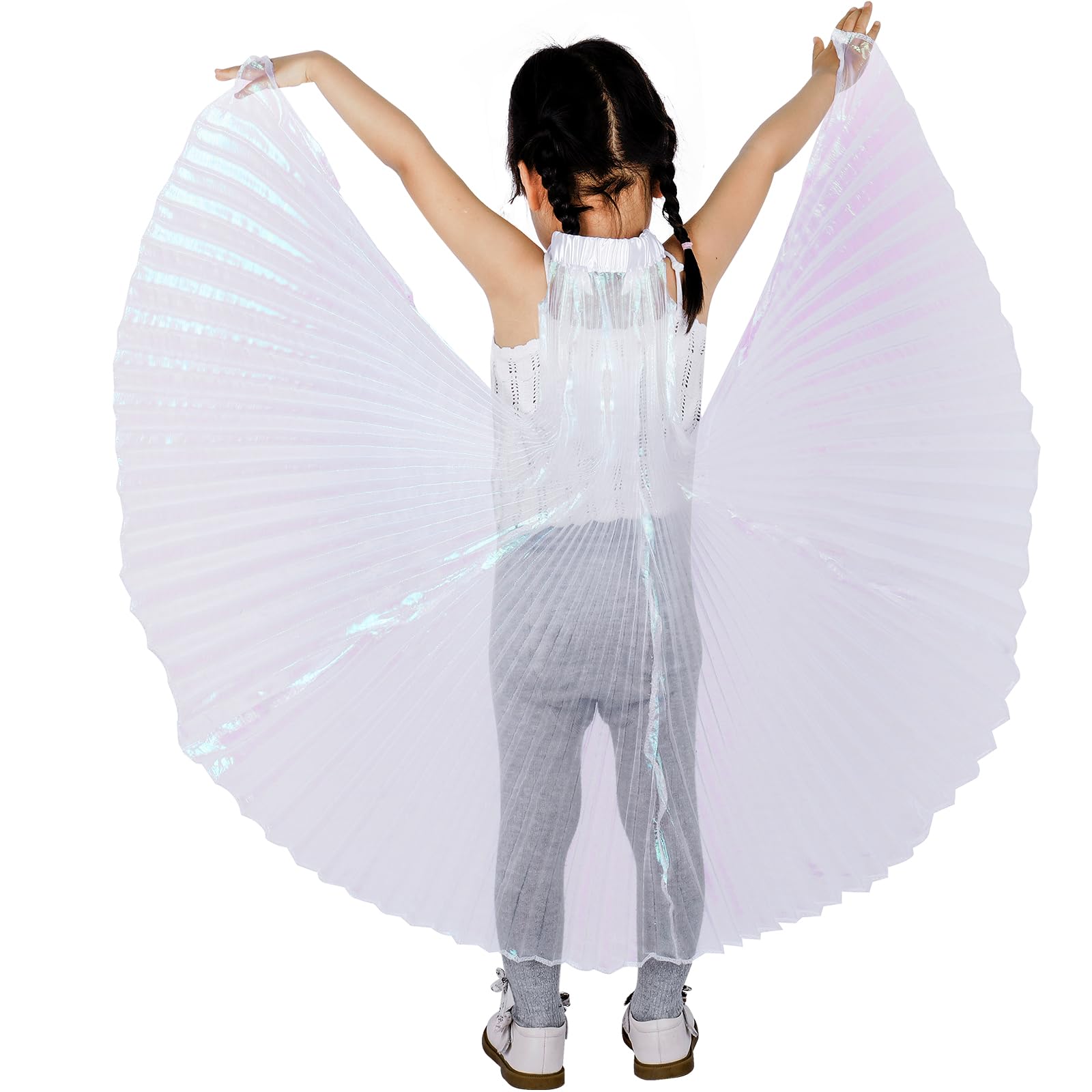 RooYoonIsis Angel Wings for Kids Children, Polyester Fairy Wings with Finger Loops, Worship Dance Wings, Dance Costume Props