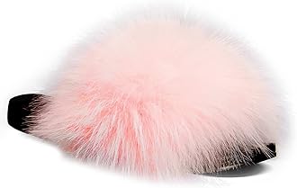 Faux Fur Slides for Women, Fuzzy Slippers Fluffy Sandals Furry House Shoes Indoor Outdoor