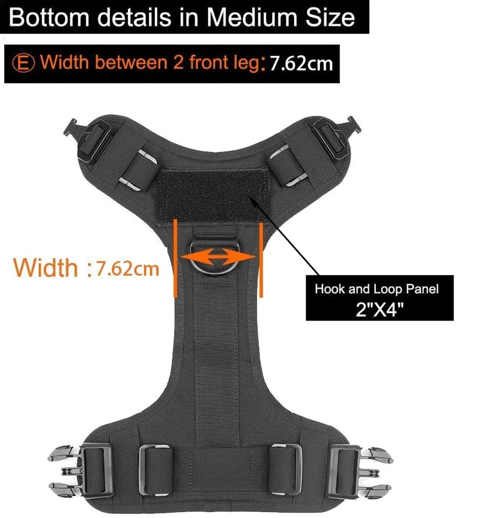 Correa de Perro Correa Ajustable Juego de arnés y Correa para Perros tácticos Hebilla de Metal Chaleco para Perros Grandes Arnés para Mascotas(ACU Harness,M)