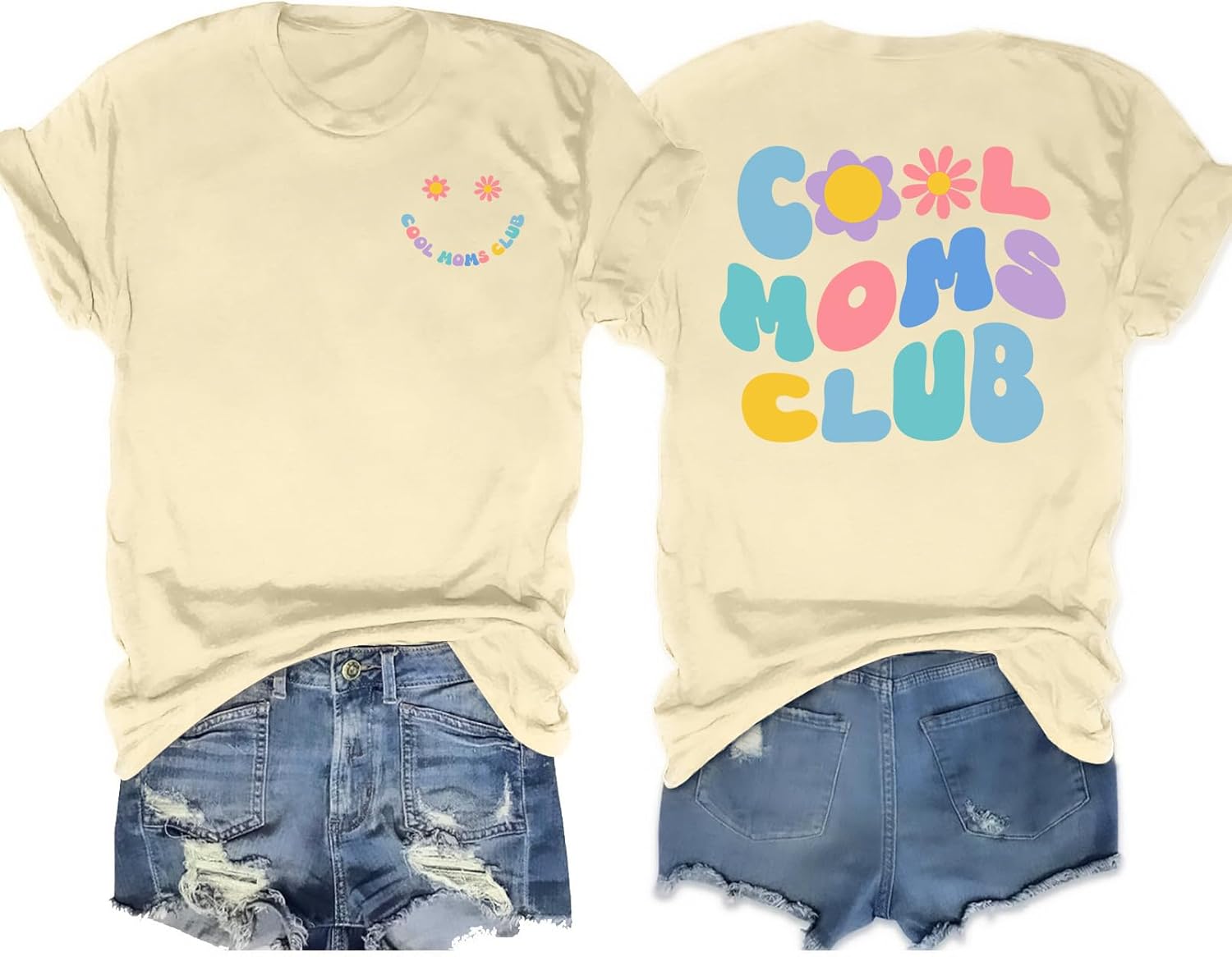 Mama Shirts Cool Moms Club Shirt for Women: Funny Mama Graphic Tshirt Mom Life Casual Tops