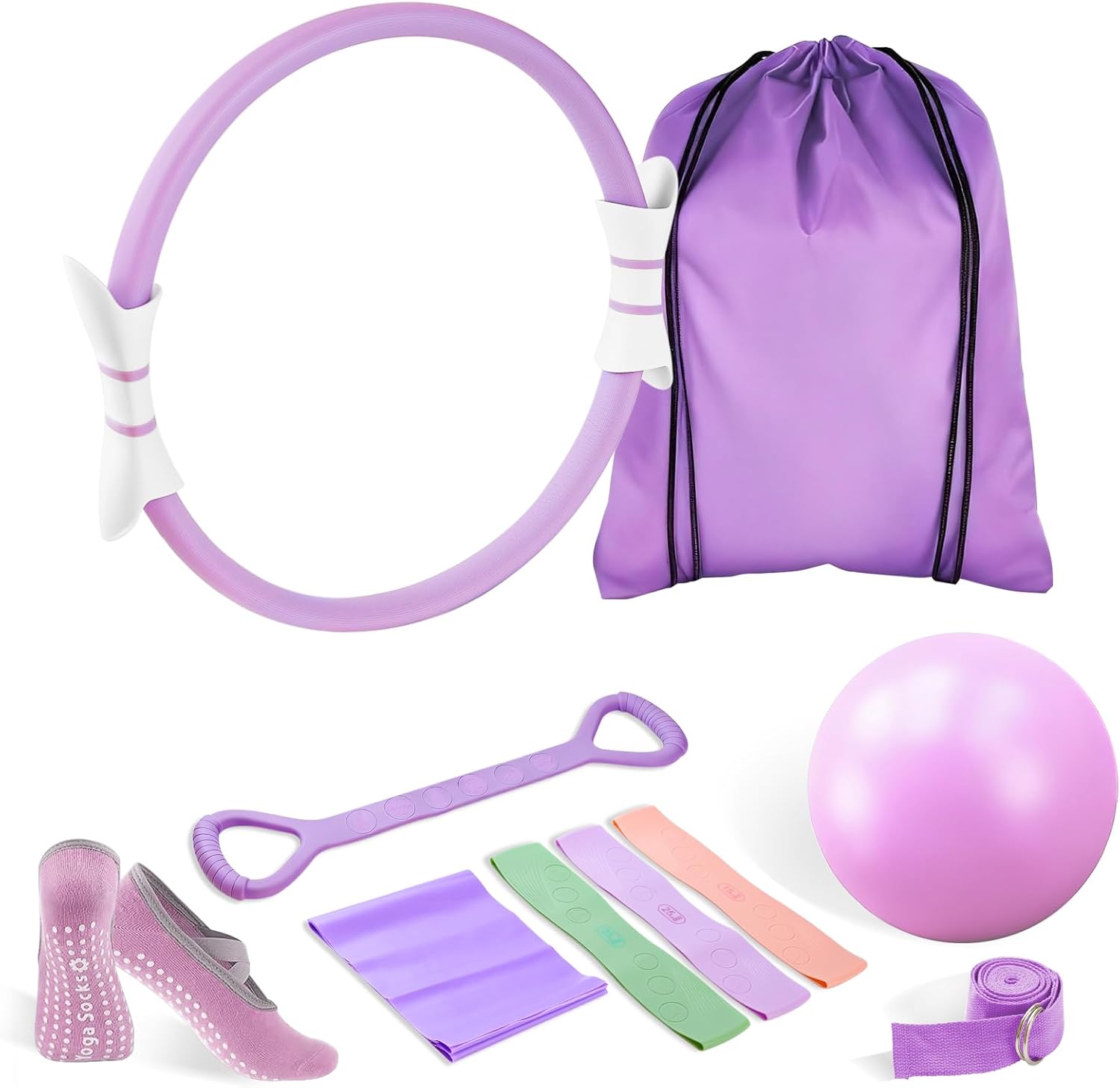 Luscinia Pilates Kit,Home Pilates Ring Kit for Women,Pilates Equipment Ring and Ball Set with Pilates Ring, Pilates Ball, Resistance Bands, Figure 8 Band & Accessories Pilates Starter Kit