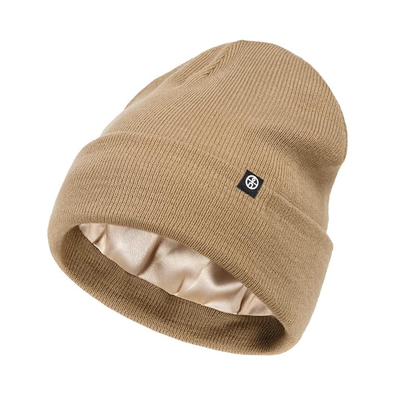 Gorros de invierno con forro satén for mujer y hombre, gorros holgados menos estáticos