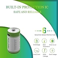 Vista 2 de PULOMI Batería C recargable de iones de litio USB, batería C recargable de alta capacidad de 1.5 V 5000 mWh, carga rápida de 2.5 h, 1200 ciclos