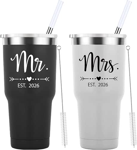 Mamihlap Mr and Mrs Est 2026 Travel Mug 30oz Tumbler.Newlyweds