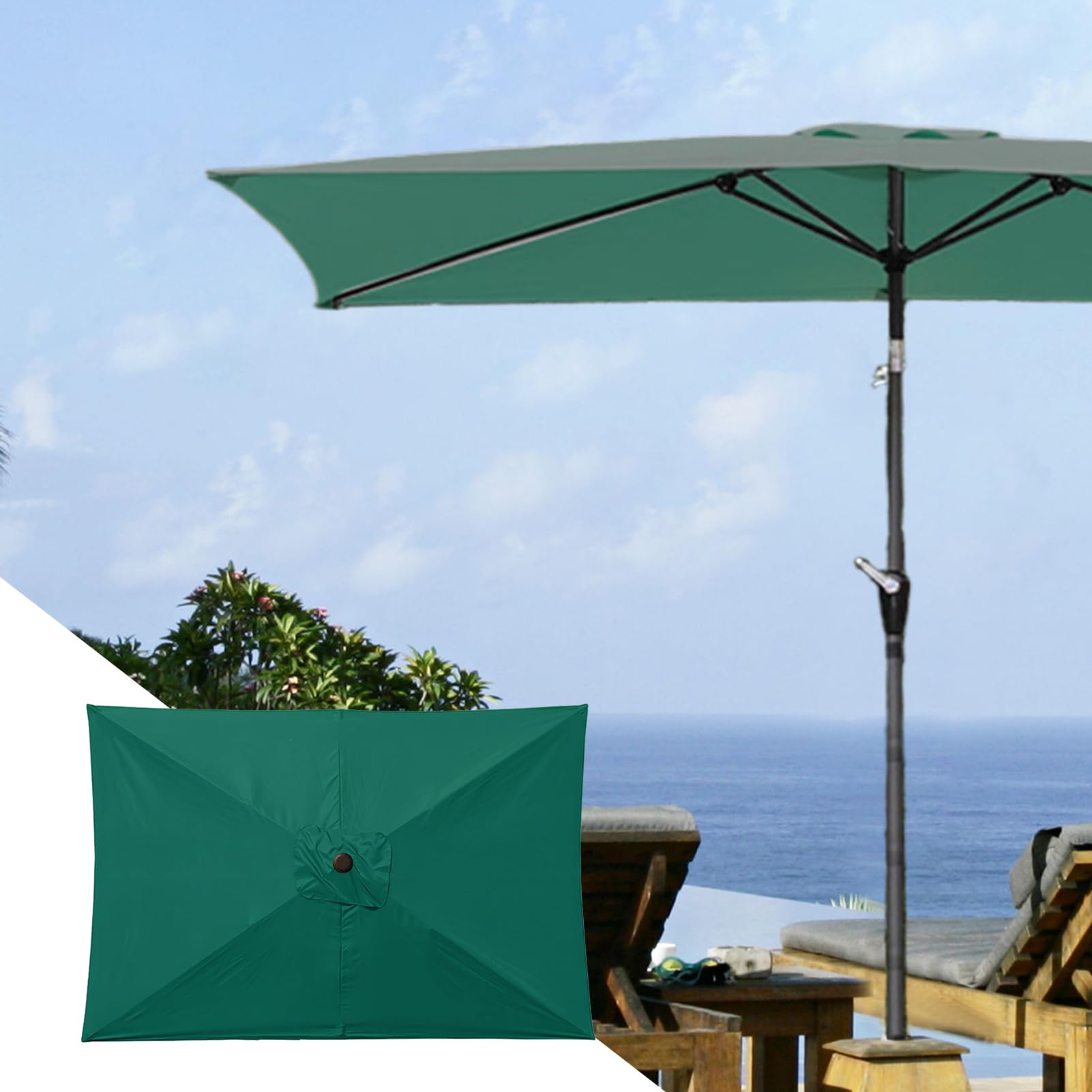 Toile de rechange rectangulaire pour parasol de jardin, 200 x 300 cm, résistante et imperméable
