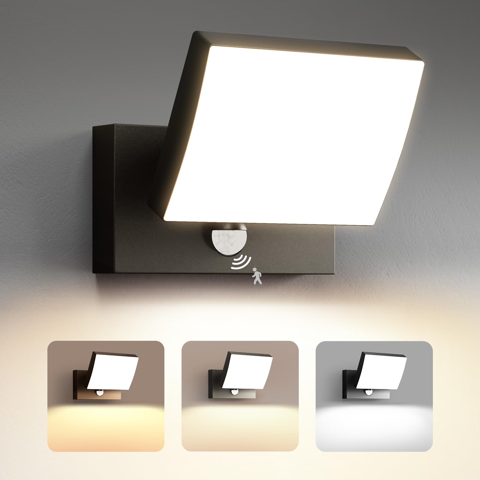 Klighten Lampade Esterno con Sensore di Movimento, 24W LED Applique da