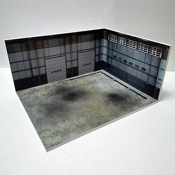 Amazon.co.jp: 1 64 ミニカージオラマ背景 整備工場 ミニカー L8