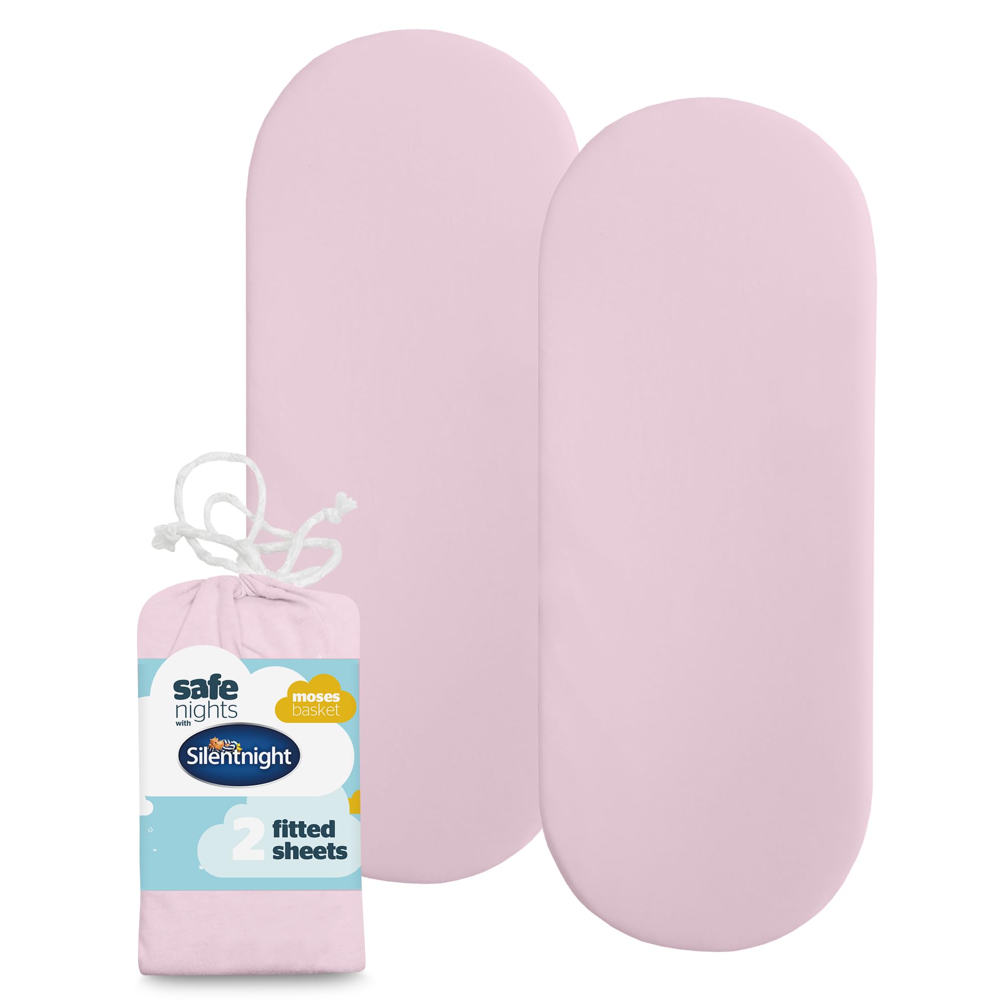 Silentnight   Safe Nights Pink Fitted Sheets Pack of 2 in Size Moses, BrandAlley