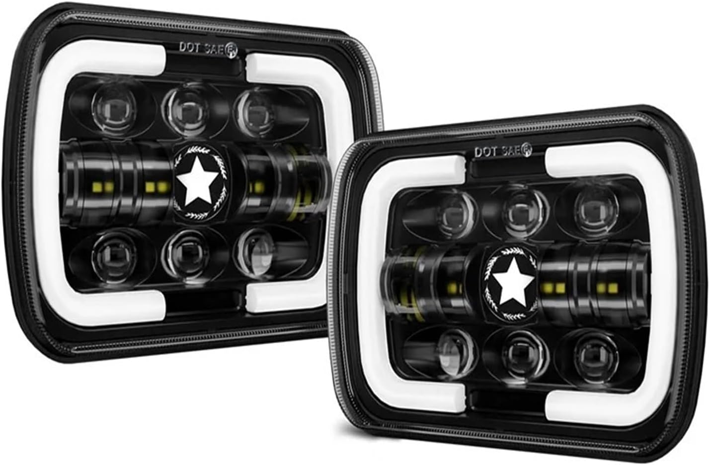 Car Headlights 7x6'' 5X7 Inch LED Headlight Square Hi-Lo Beam Halo For GMC C2500 For Suburban C1500 For Suburban 97-00 For Off-road Truck Motorcycle LED Headlight(2pcs Black)