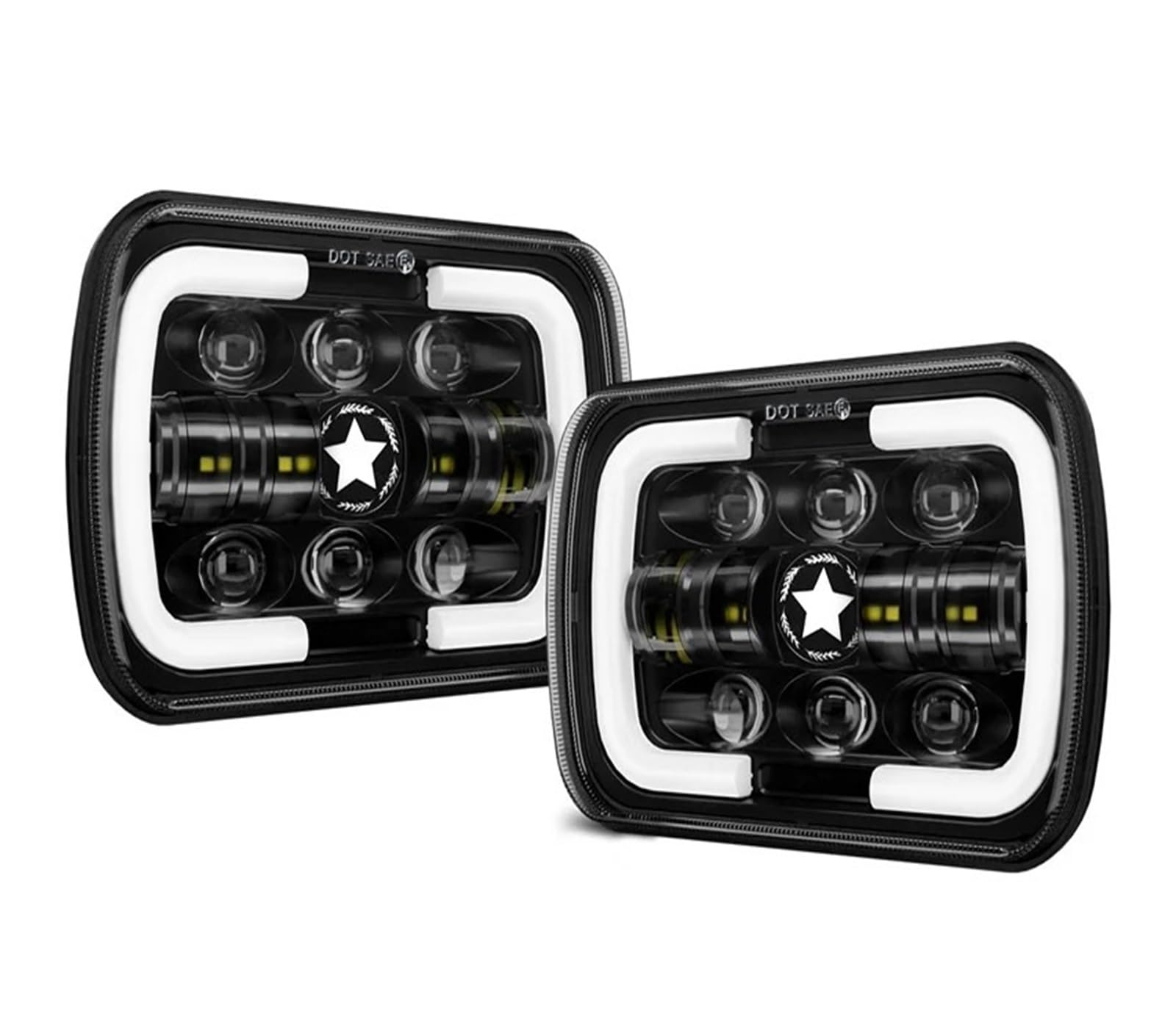 Car Headlights 7x6'' 5X7 Inch LED Headlight Square Hi-Lo Beam Halo For GMC C2500 For Suburban C1500 For Suburban 97-00 For Off-road Truck Motorcycle LED Headlight(2pcs Black)