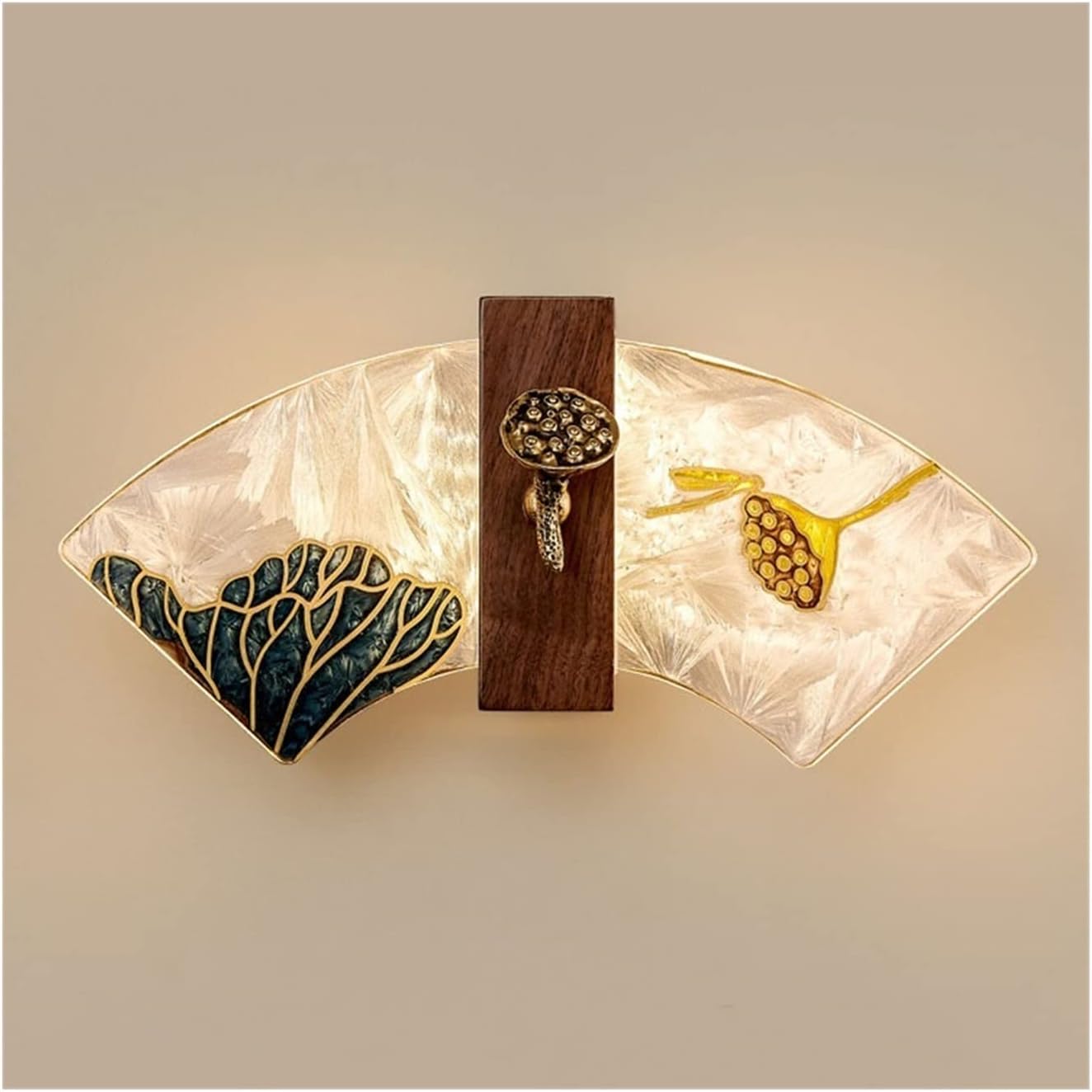wall lamp Vintage Zen Enamel Background Wall Lamp Bedroom Decoration Wall Lamp Unique Fan-Shaped Wall Lamp Bedroom wall Lights