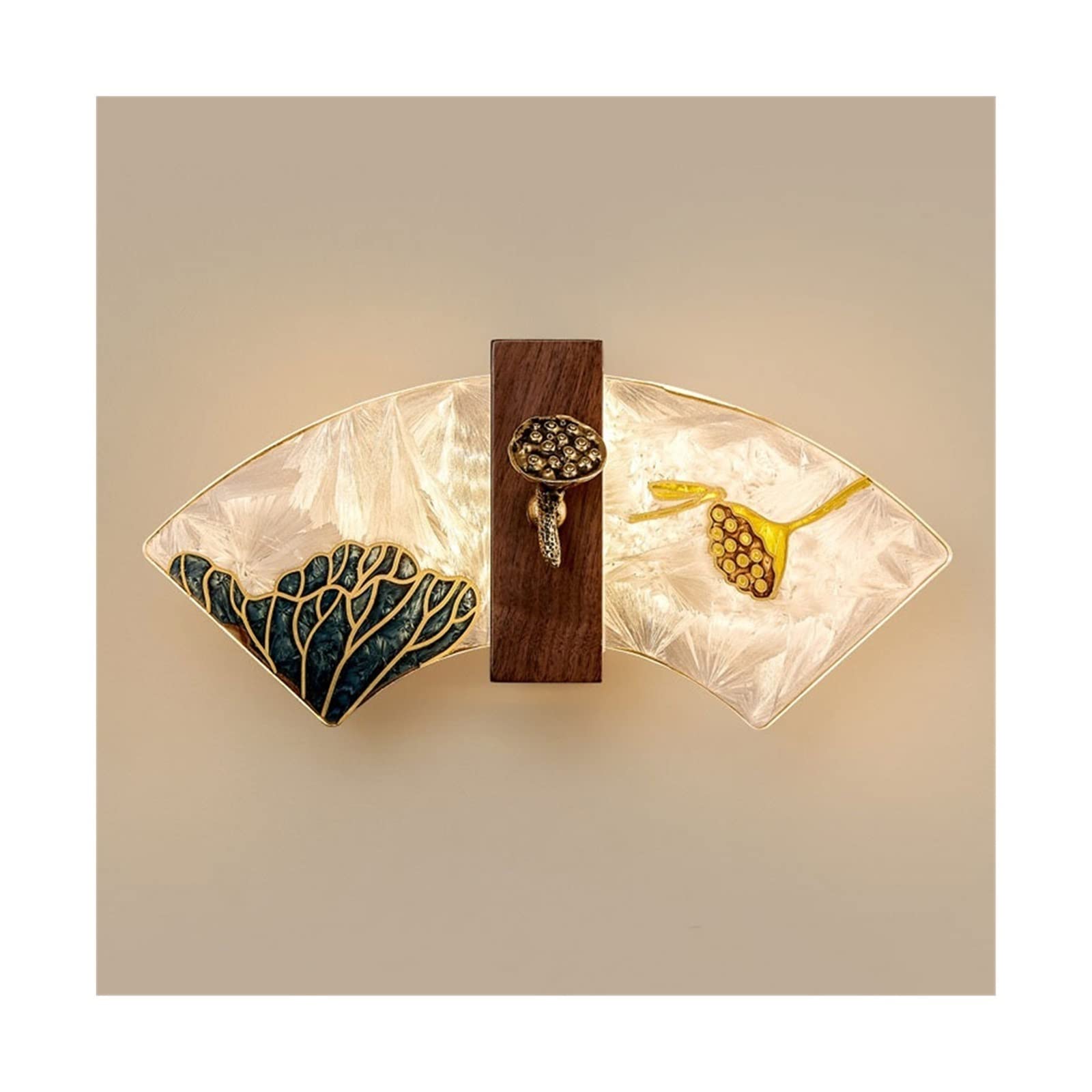 ZENY896V Bedroom Vintage Zen Enamel Background Wall Lamp Bedroom Decoration Unique Fan-Shaped Wall Sconce