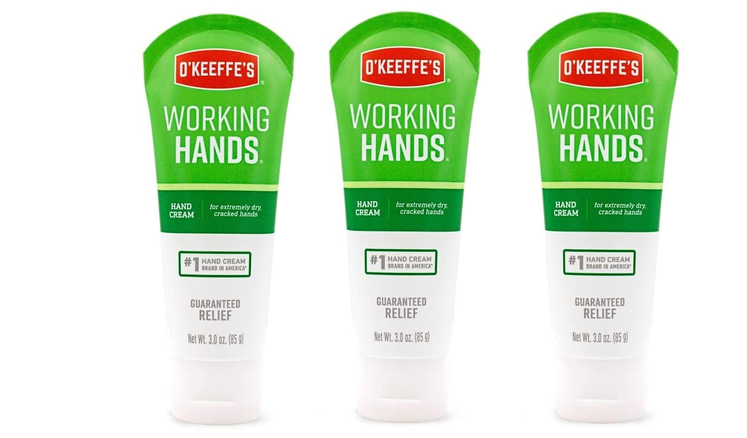 O'Keeffe's Working Hands Hand Cream for Extreme Dryness - 3 oz Travel Size Tube - Repairing Skincare for Cracked, Dry Hands (Pack of 5)
